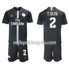Fotbalový Dres Paris Saint-Germain T.Silva 2 Jodan Černá Dětské Alternativní 2018/19